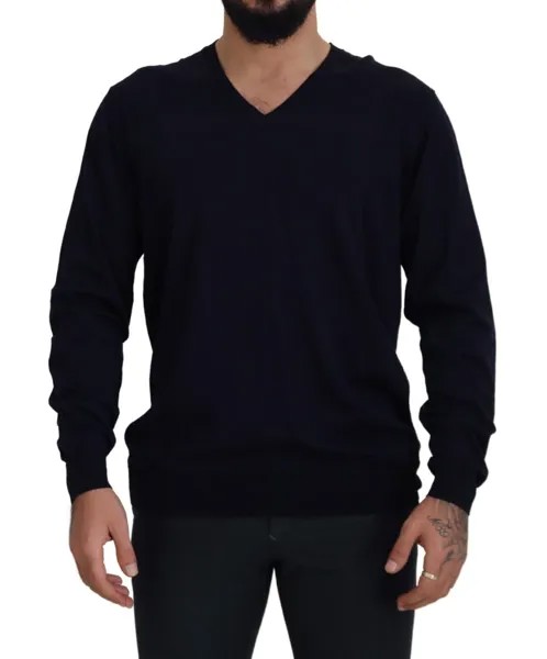 PAOLO PECORA Свитер черный хлопковый мужской пуловер с v-образным вырезом IT62/US62/XXXL Рекомендуемая розничная цена 210 долларов США