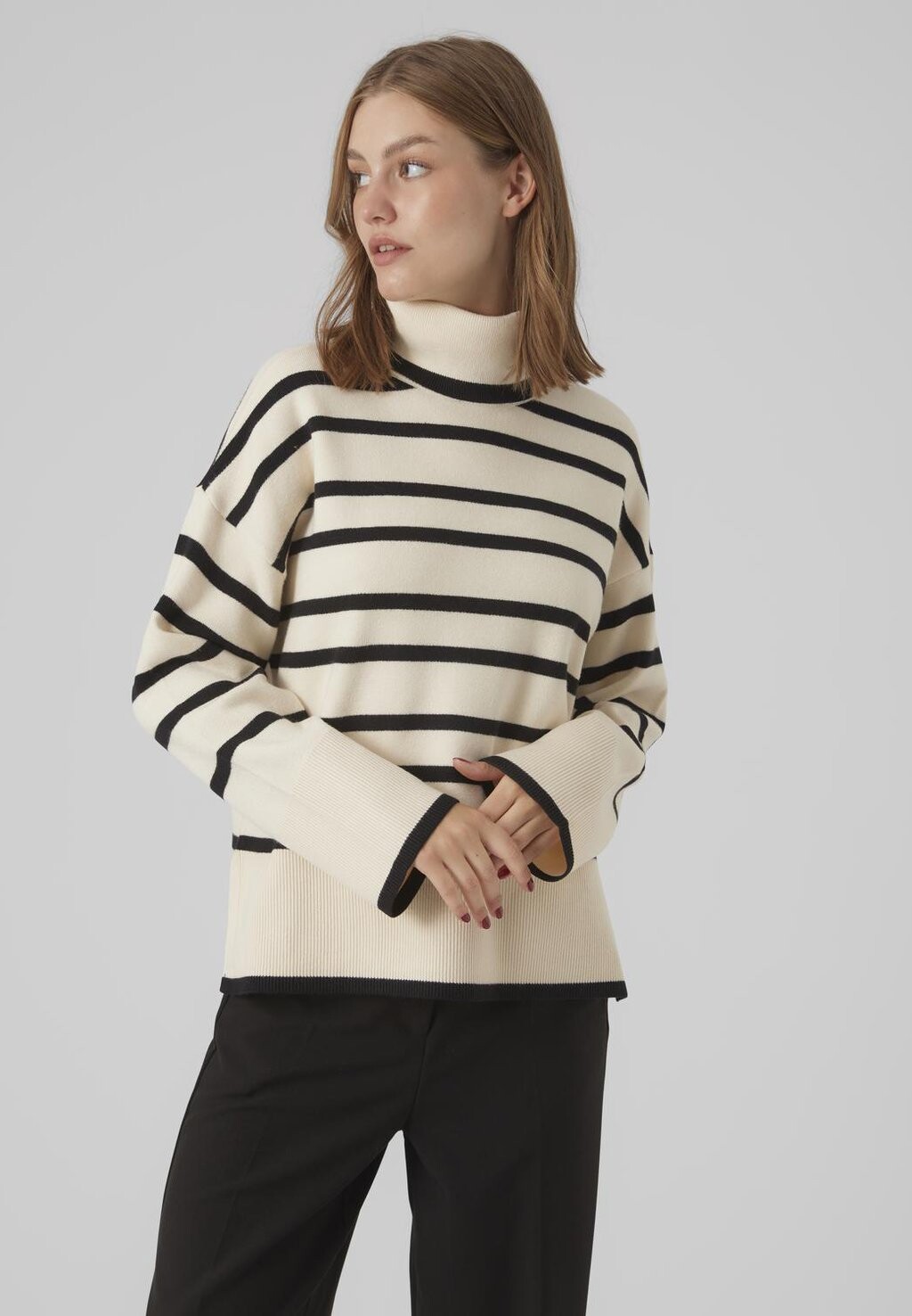 Свитшот Vero Moda SABA ROLLNECK GA NOOS, береза/черный