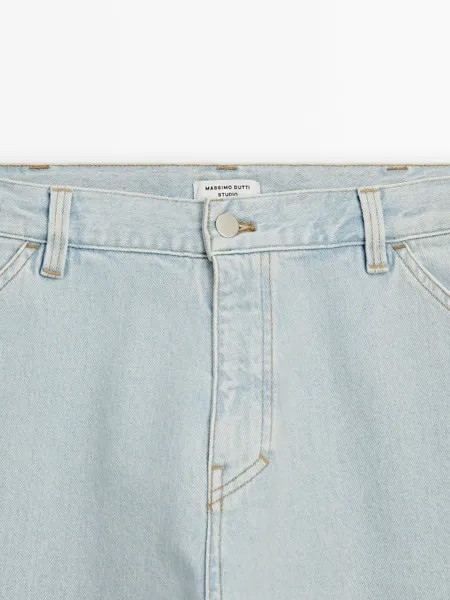 Джинсы Straight-Leg с отбеленным эффектом - ателье Massimo Dutti, light blue