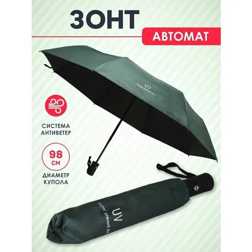 Зонт мужской, женский классический 8 спиц полный автомат классический с петелькой/с чехлом/с кнопками, зонт складной,. унисекс