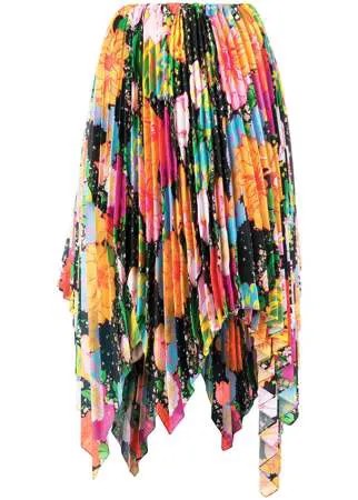 Richard Quinn асимметричная плиссированная юбка с цветочным принтом