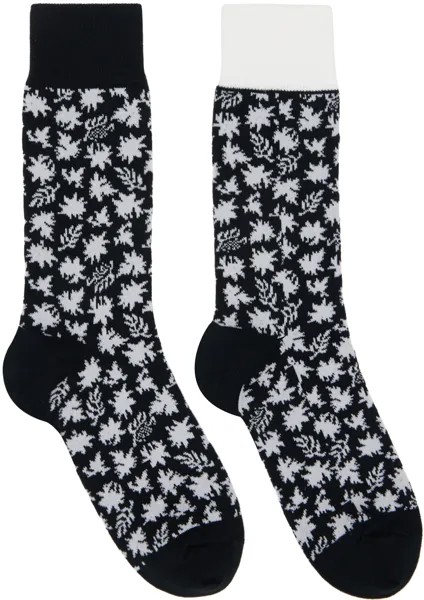 Черно-белые носки с цветочным принтом Sacai, цвет Black