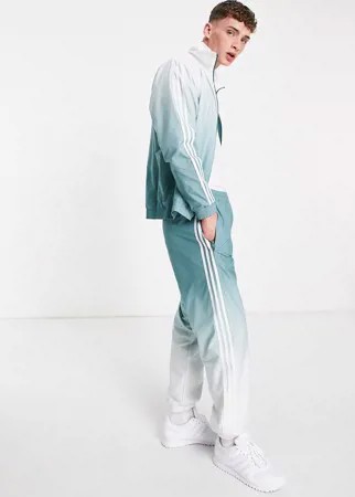 Зеленая олимпийка с окрашиванием омбре и 3D принтом-трилистником adidas Originals-Зеленый цвет