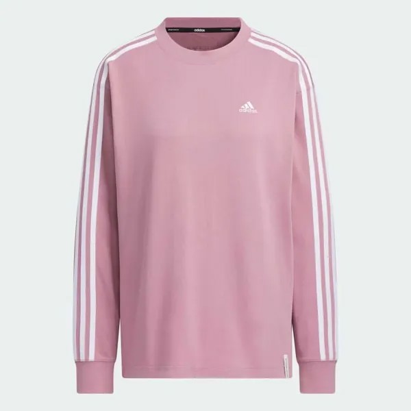 Лонгслив Adidas Essentials Plus Three Stripes, темно-розовый