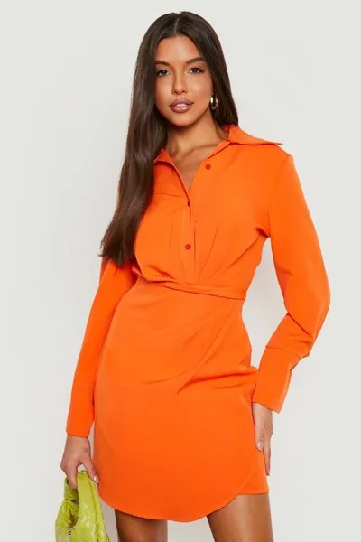 Платье-пиджак с драпированной пуговицей передней части Boohoo, оранжевый