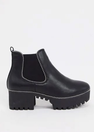 Черные ботинки челси на каблуке Truffle Collection-Черный