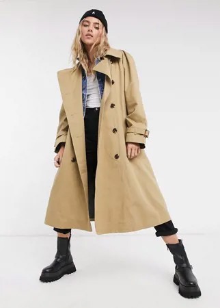 Светло-бежевый тренч в стиле oversized Pepe Jeans Freeda-Белый