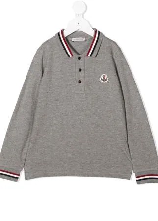 Moncler Enfant рубашка поло с длинными рукавами и нашивкой-логотипом