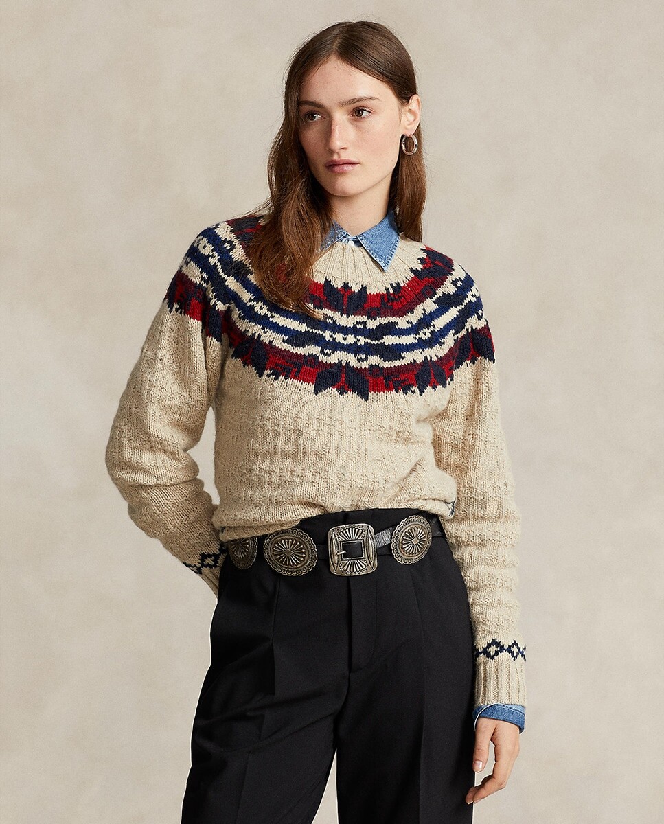 Женский свитер с этническим принтом Polo Ralph Lauren, естественный