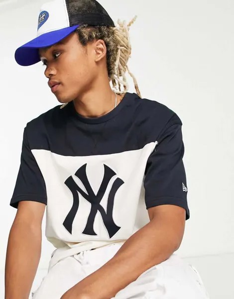 Белая двухцветная футболка оверсайз New Era New York Yankees эксклюзивно для ASOS