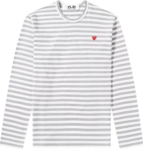 Футболка Comme des Garçons PLAY Striped Long-Sleeve T-Shirt 'Grey', серый