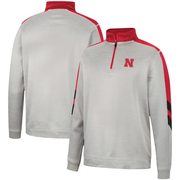 Мужская серо-алая куртка Nebraska Huskers Bushwood из флиса с молнией четверть Colosseum