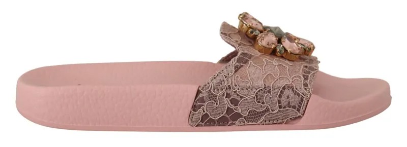 DOLCE - GABBANA Туфли Розовые кружевные сандалии с кристаллами Шлепанцы Пляжные EU36 / 5,5 долларов США 700 долларов США