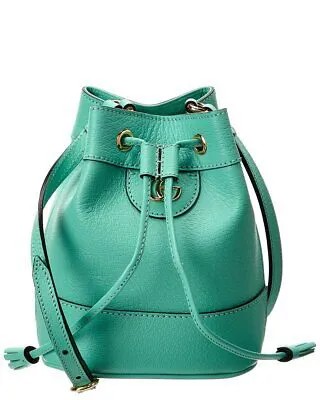 Мини-кожаная сумка-мешок Gucci Ophidia Женская, зеленая