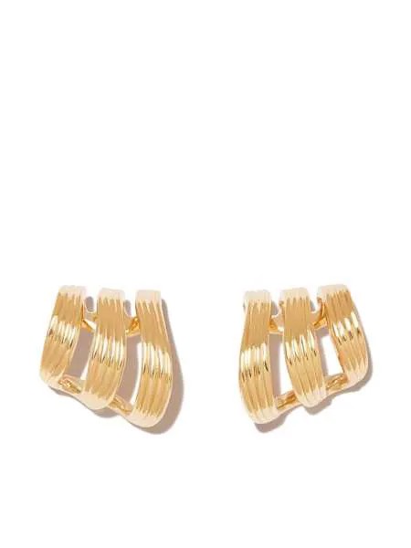 Adidas 18kt yellow gold Stream Lines earrings