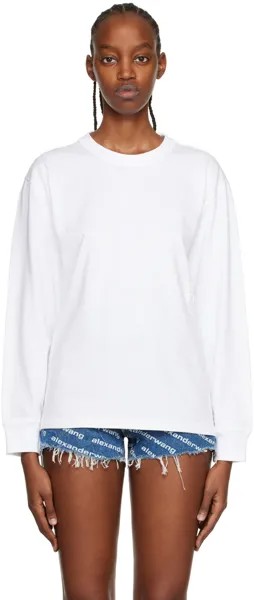 Белая объемная футболка с длинным рукавом alexanderwang.t