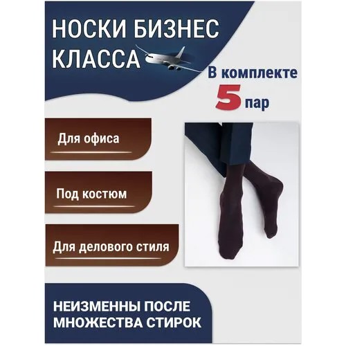 Носки Годовой запас носков, комплект, 5 пар, размер 25 (39-41), коричневый