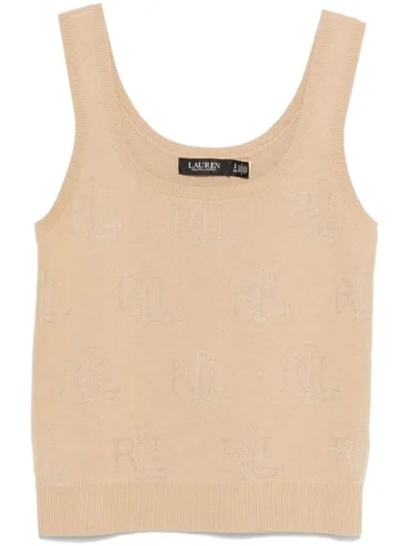 Lauren Ralph Lauren жаккардовый топ с логотипом, коричневый