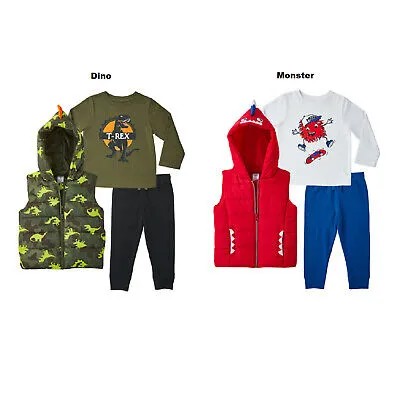 Игровая одежда Members Mark Boys Playwear 3D с шипами, жилет, рубашка и брюки с капюшоном, комплект из 3 предметов