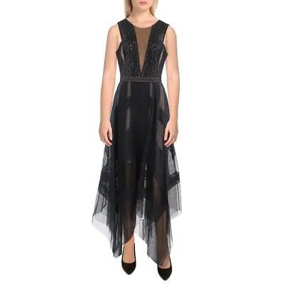 BCBGMAXAZRIA Женское черное кружевное коктейльное и вечернее платье с иллюзией 8 BHFO 5468