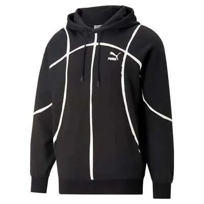 Puma Vides X Полосатый пуловер с капюшоном Мужская черная повседневная спортивная верхняя одежда 535433