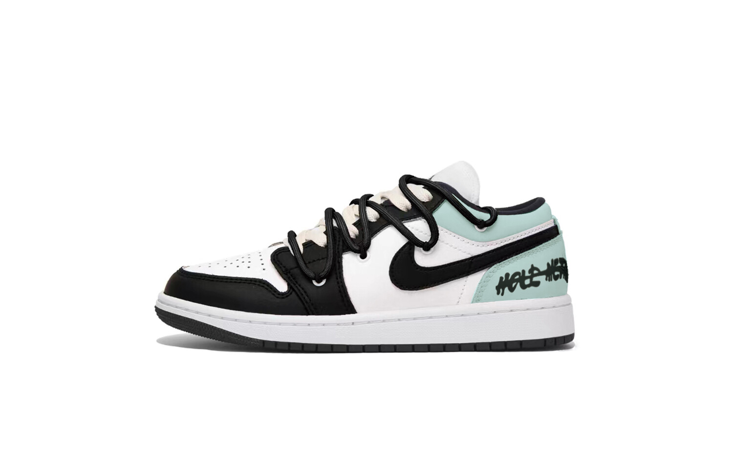 Кроссовки Air Jordan 1 Vintage Basketball Shoes Women's Low-top Black/White/Green, зеленый
