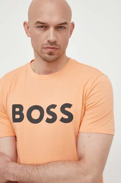 Хлопковая футболка CASUAL Boss Orange, оранжевый