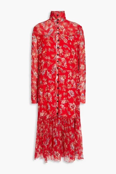 Платье-рубашка мини из крепона со сборками Libby Rag & Bone, красный