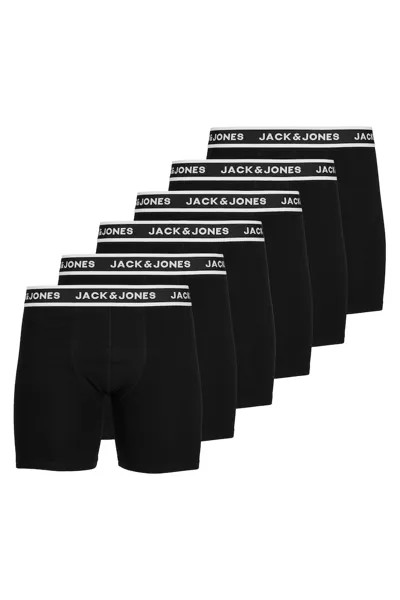 Хлопковые боксеры с логотипом JACSOLID, 6 пар Jack & Jones, черный