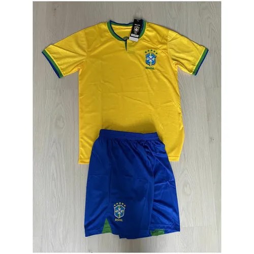 Форма  футбольная, футболка и шорты, размер S, синий, желтый