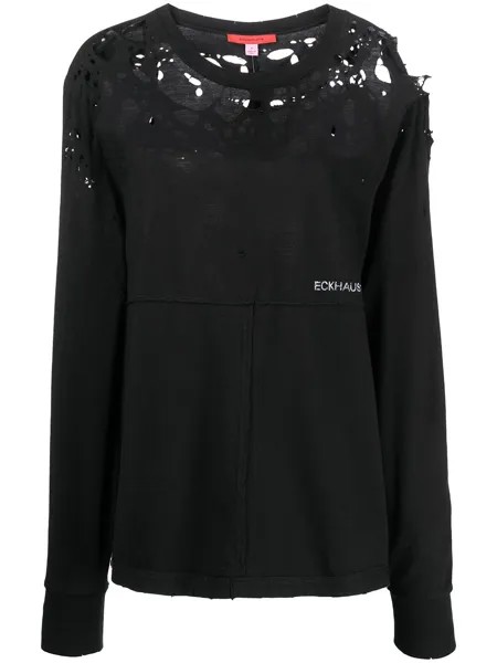 Eckhaus Latta футболка с эффектом потертости