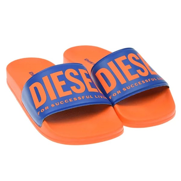 Оранжевые шлепанцы с логотипом бренда Diesel детские