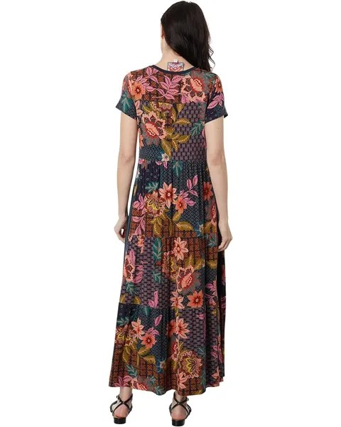 Платье Johnny Was Delfino Tiered Cap Sleeve Maxi Dress, мульти