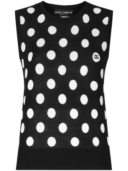 Dolce & Gabbana трикотажный топ в горох, черный
