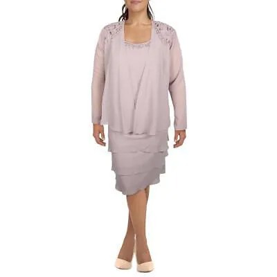SL Fashions Женское шифоновое многоярусное платье из 2 предметов с жакетом Plus BHFO 2579