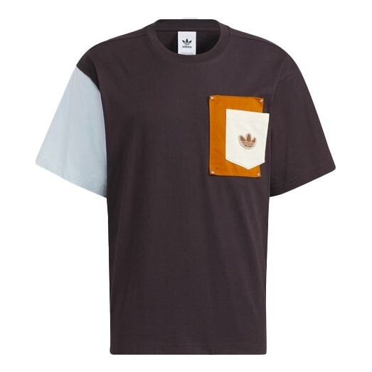 Футболка Men's adidas originals Series Splicing Pocket Round Neck Short Sleeve Brown T-Shirt, мультиколор