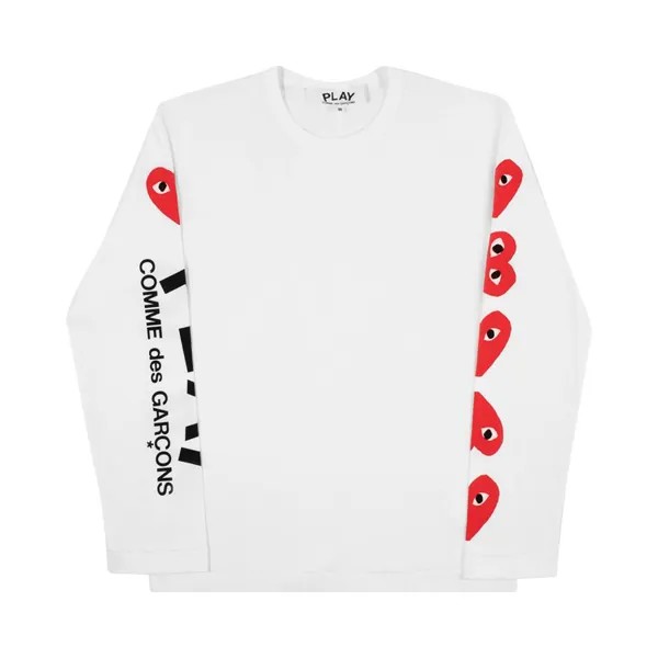 Футболка Comme des Garçons PLAY Five Heart Logo Long-Sleeve T-Shirt 'White', белый