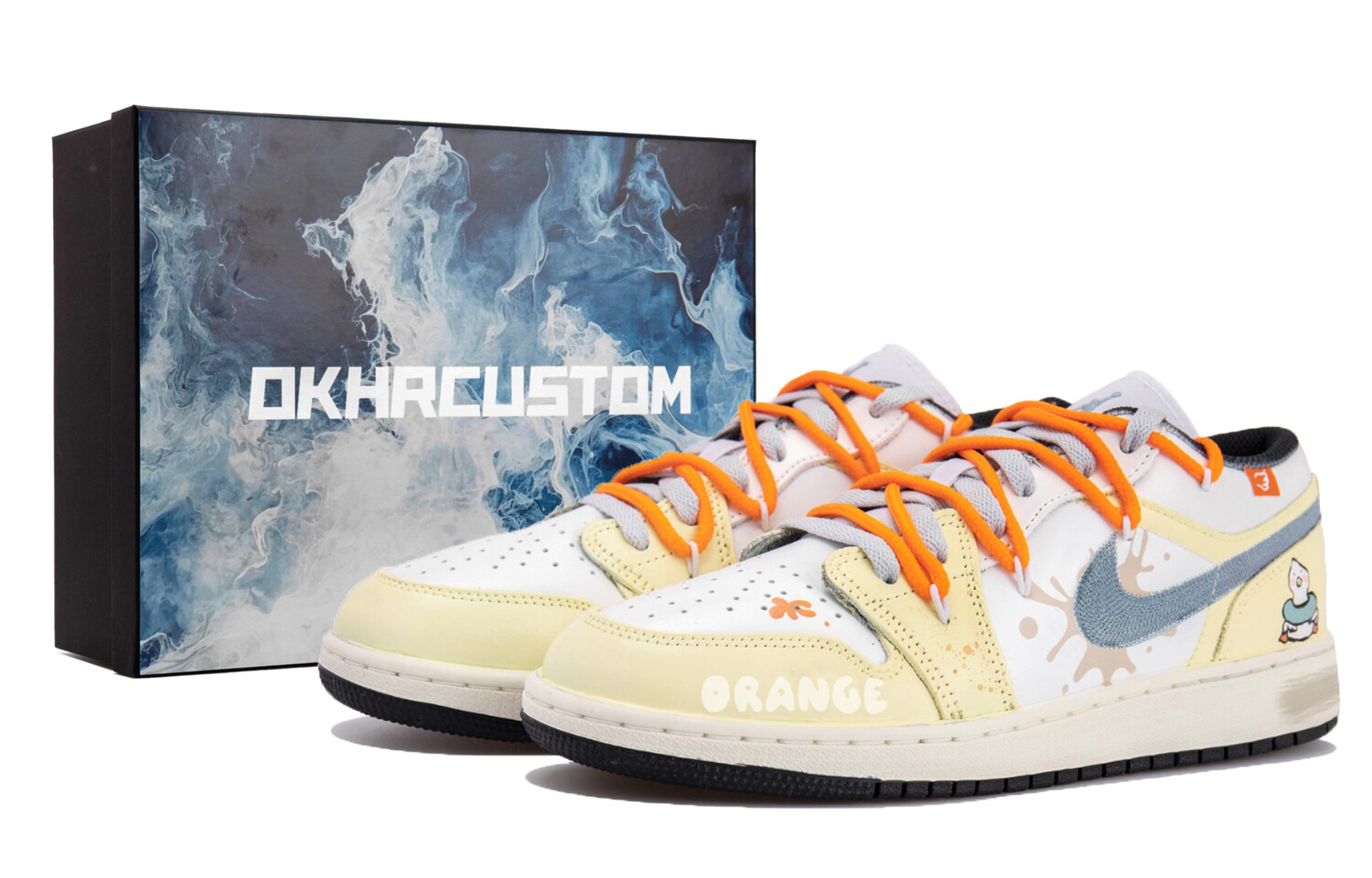 Кроссовки Air Jordan 1 Vintage Basketball Shoes Women's Low-top White/yellow/blue, красный