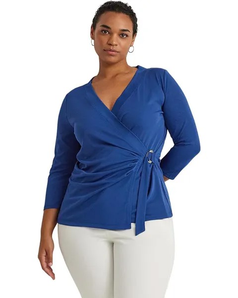 Топ LAUREN Ralph Lauren Plus-Size Stretch Jersey, цвет Indigo Sail