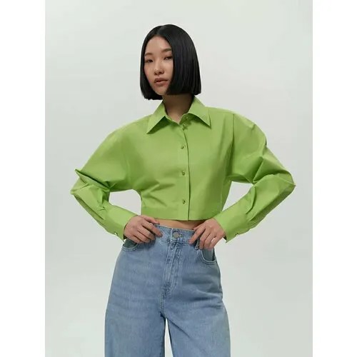 Рубашка Calista, Рубашка укороченного кроя, размер 46, зеленый