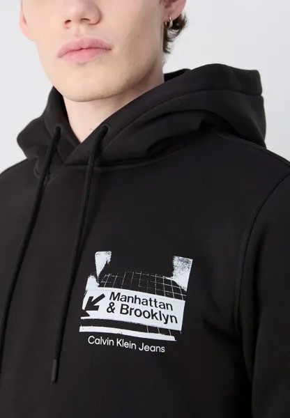 Джемпер с капюшоном SUBWAY SIGN HOODIE Calvin Klein, черный