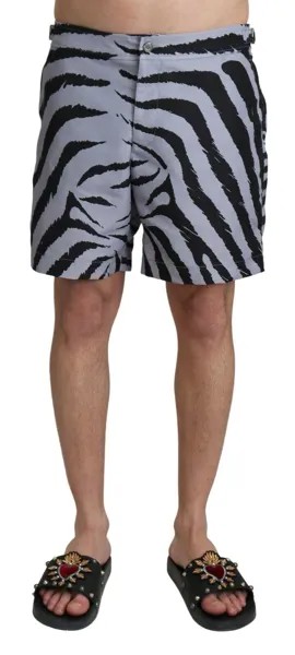 DOLCE - GABBANA Купальные костюмы Серые пляжные шорты с принтом зебры IT4 / США Рекомендуемая розничная цена 650 долларов США