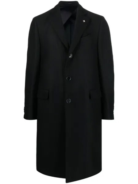 Lardini однобортное шерстяное пальто, черный