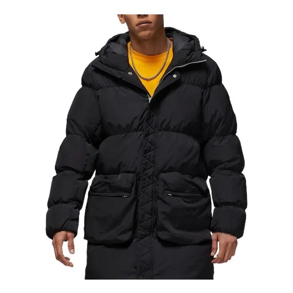 Куртка Air Jordan Logo Zipper Mid-Length Down Jacket 'Black', черный