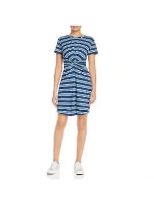 KENNETH COLE NEW YORK Женское синее платье-футболка с перекручиванием спереди Платье без подкладки M
