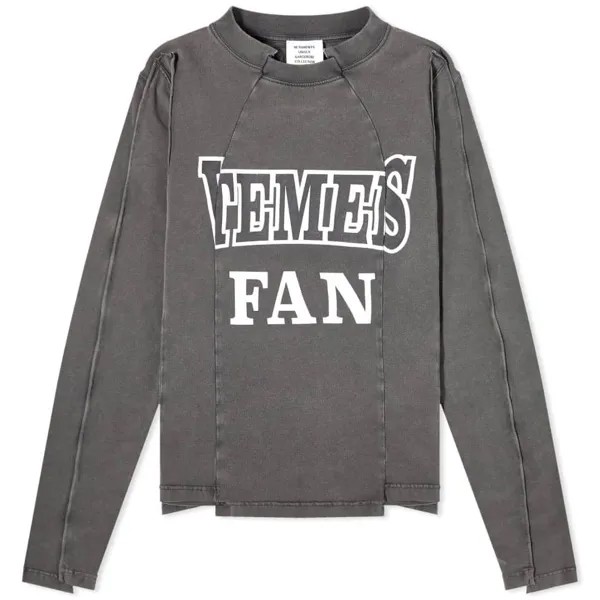 Лонгслив Vetements Fan Deconstructed Fitted Tee, пыльно-черный