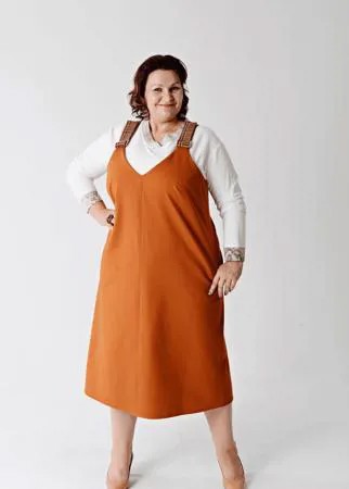 Сарафан Миллена Шарм OverSize 46547 оранжевый 56