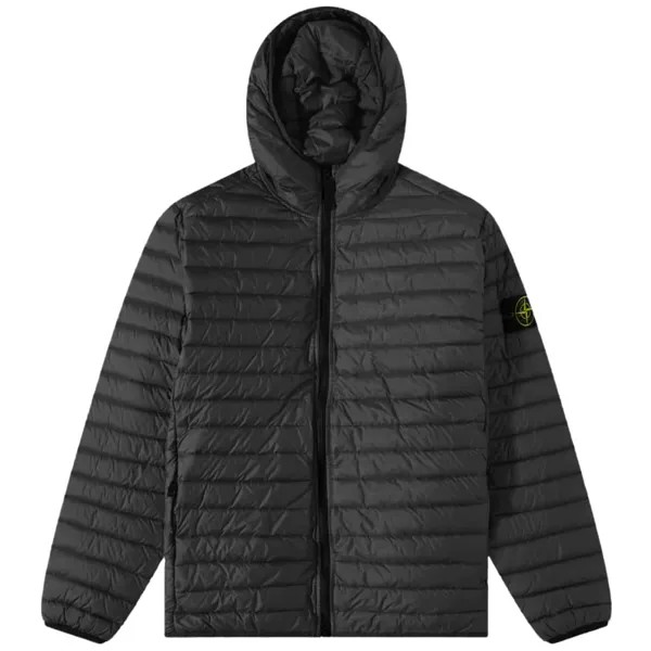 Легкий пуховик Stone Island с капюшоном, черный