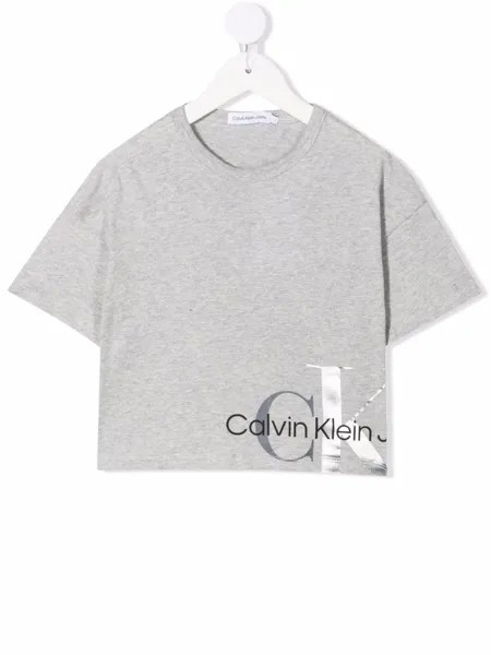 Calvin Klein Kids укороченная футболка из органического хлопка