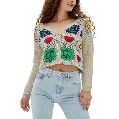 Женский коричневый хлопковый кардиган с ребристой отделкой Guess Originals, топ M BHFO 3461